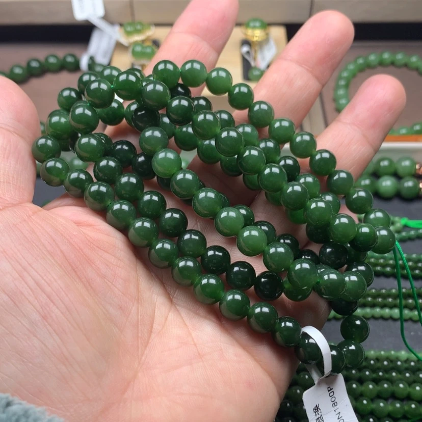 【闪购商品】和田玉（碧玉）颈饰未镶嵌8mm毛衣裢