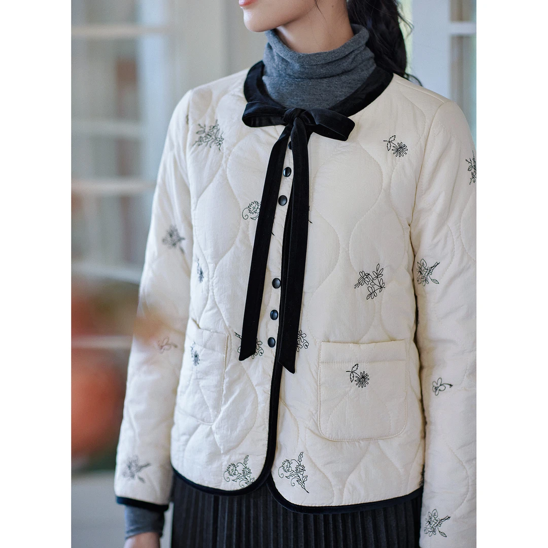 【双11提前购】红念米色棉服女短款小个子冬季2025气质外套上衣