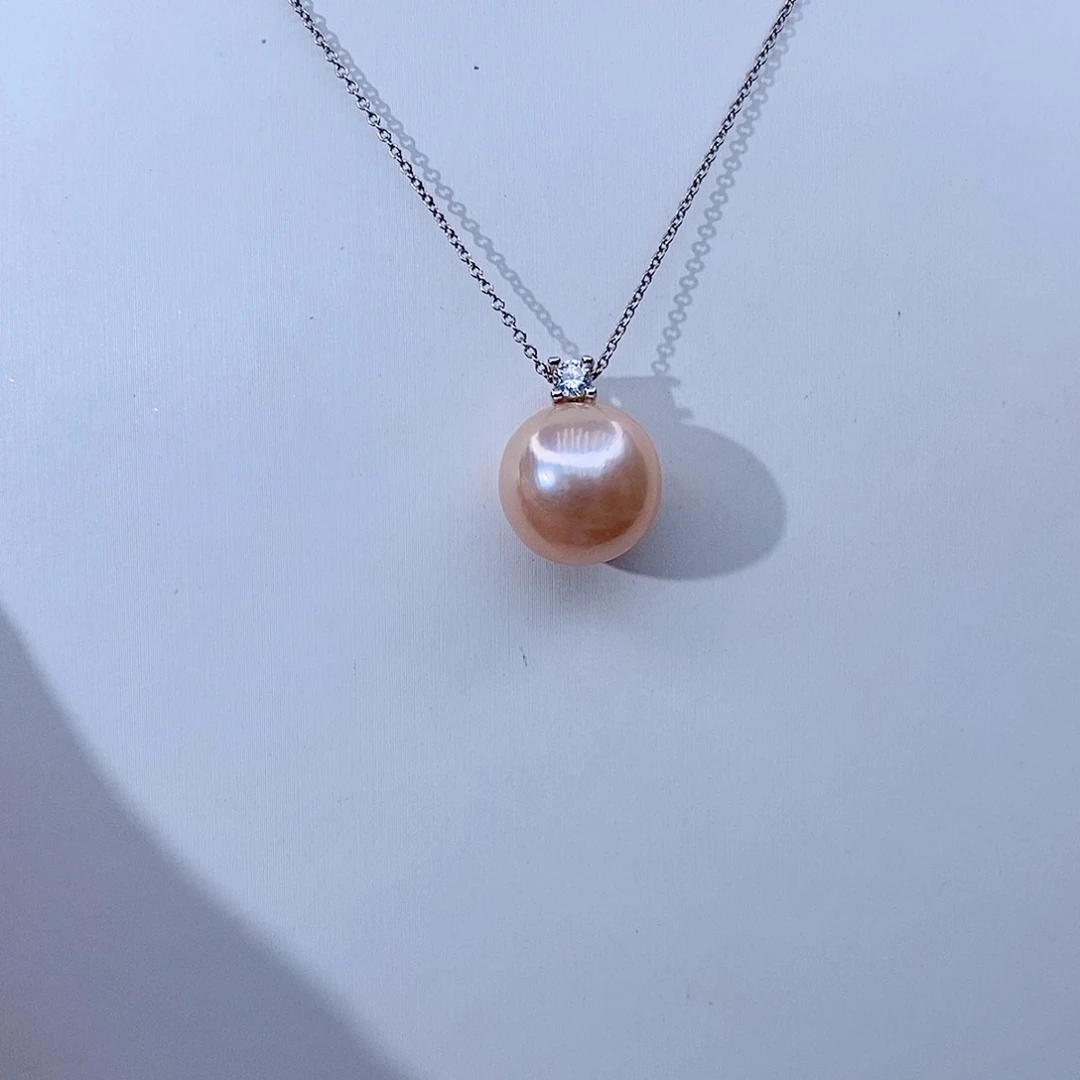 项链银S925镶嵌淡水珍珠