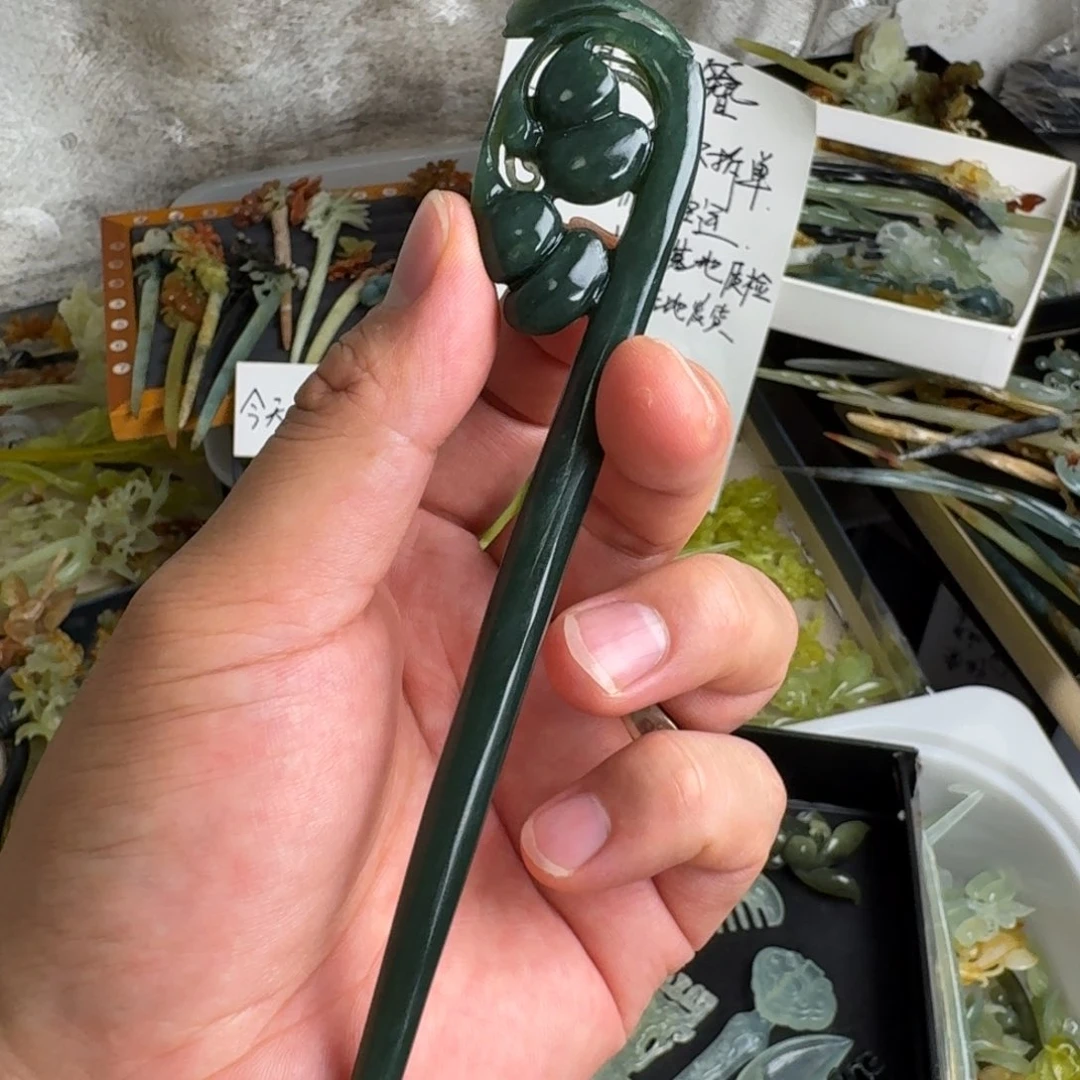 岫玉未镶嵌发饰明君玉簪就是好看