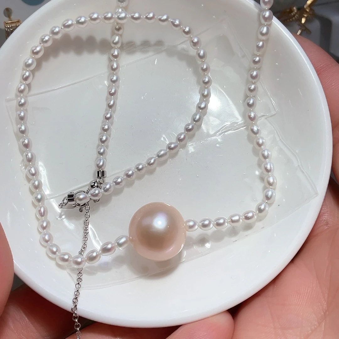 淡水珍珠颈饰银S925镶嵌