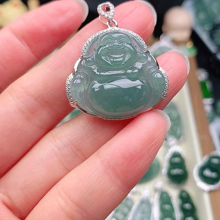 颈饰银S925镶嵌翡翠快**姐吊坠