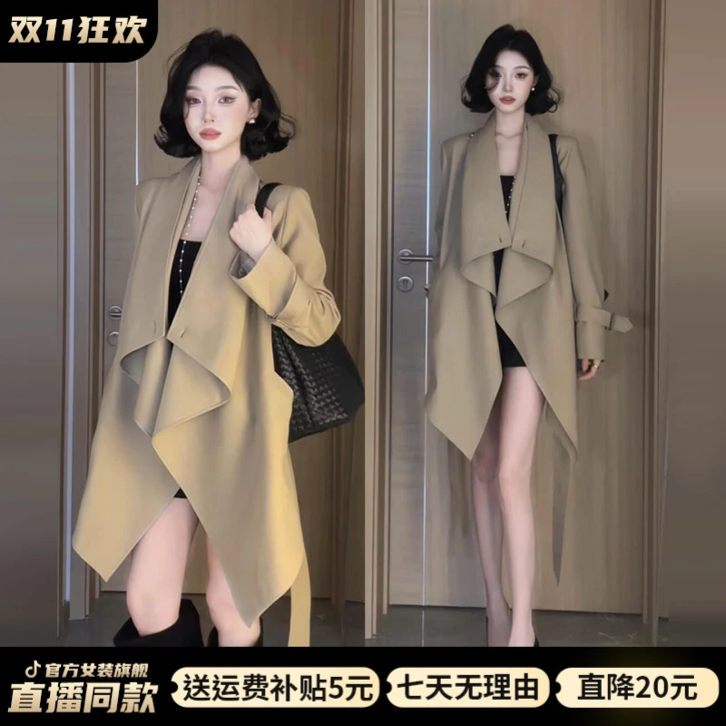 气质网红时尚洋气显瘦百搭宽松炸街春秋秋季外套风衣女文艺显瘦女