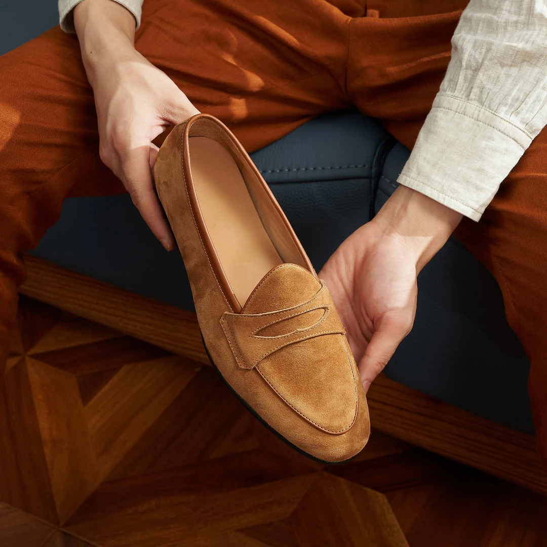 跃绅仕夏季透气百搭英伦乐福鞋男套脚软皮软底乐福鞋男款STO-091