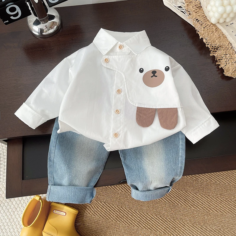 童装男童春装套装衬衫新款男宝宝婴儿童春秋季洋气长袖衬衣两件套