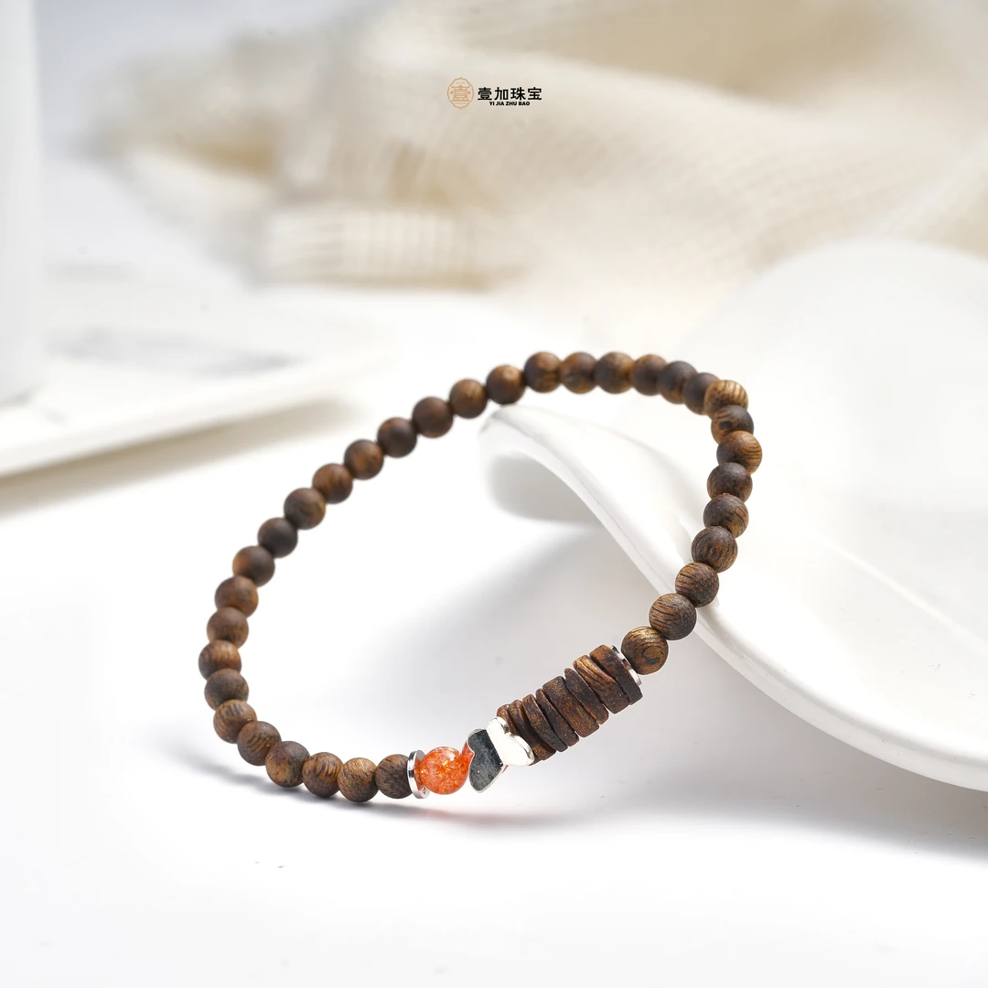 沉香壹家阿正 | 沉香设计款水晶手串4mm多样性发其一0254