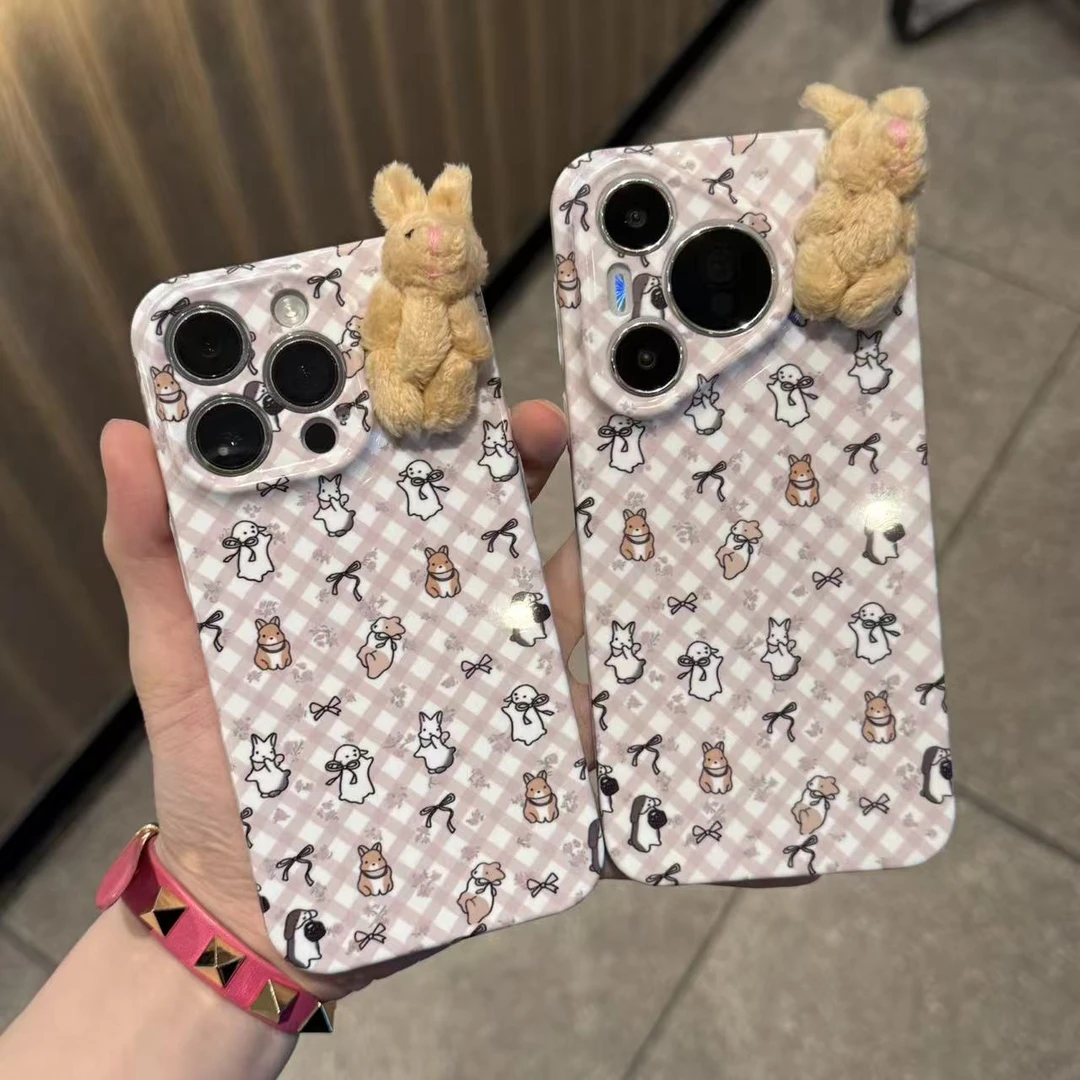 奥菲顿紫花兔公仔小布偶适用苹果17菲林16手机壳华为vivo小米oppo