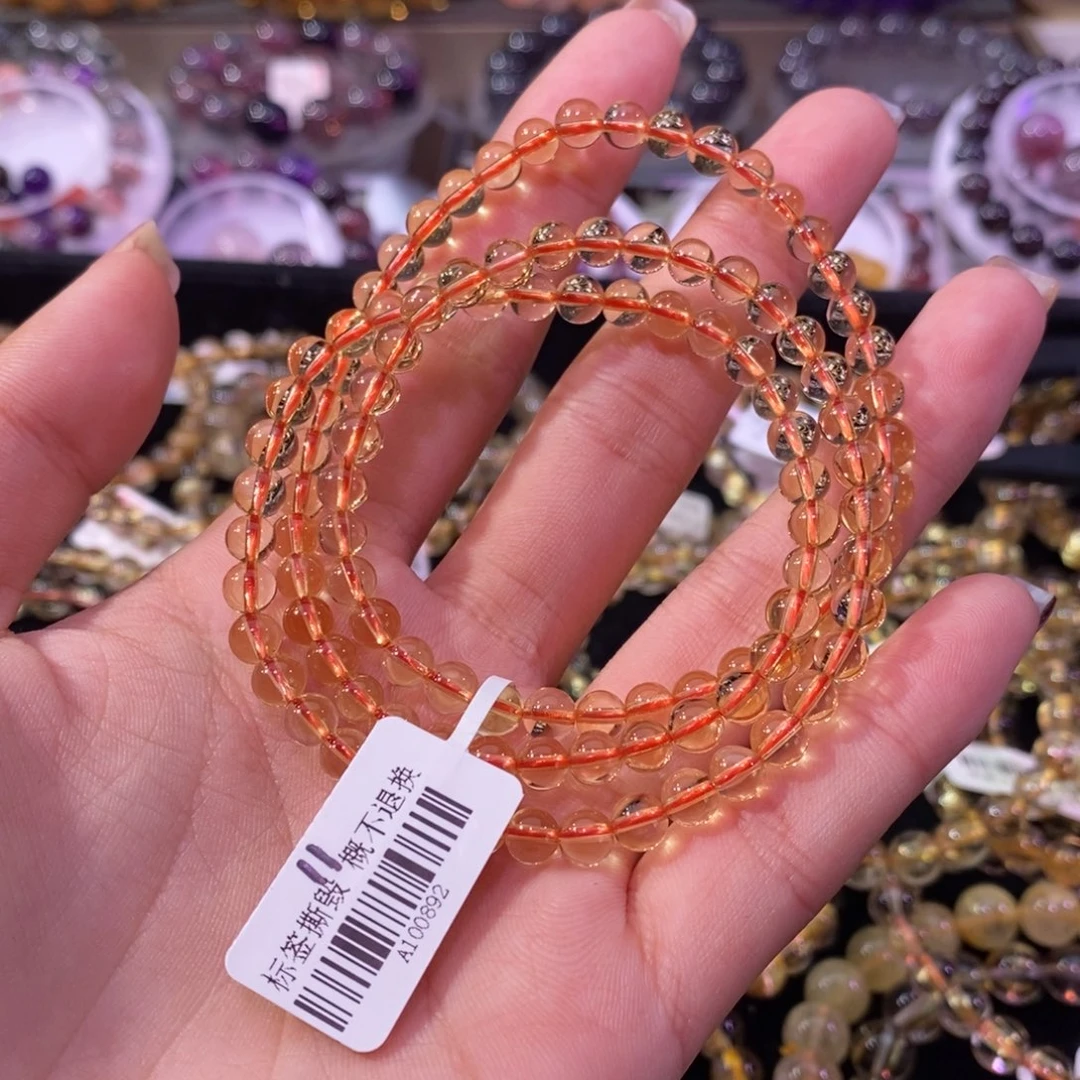 水晶手链未镶嵌黄水晶多圈5+