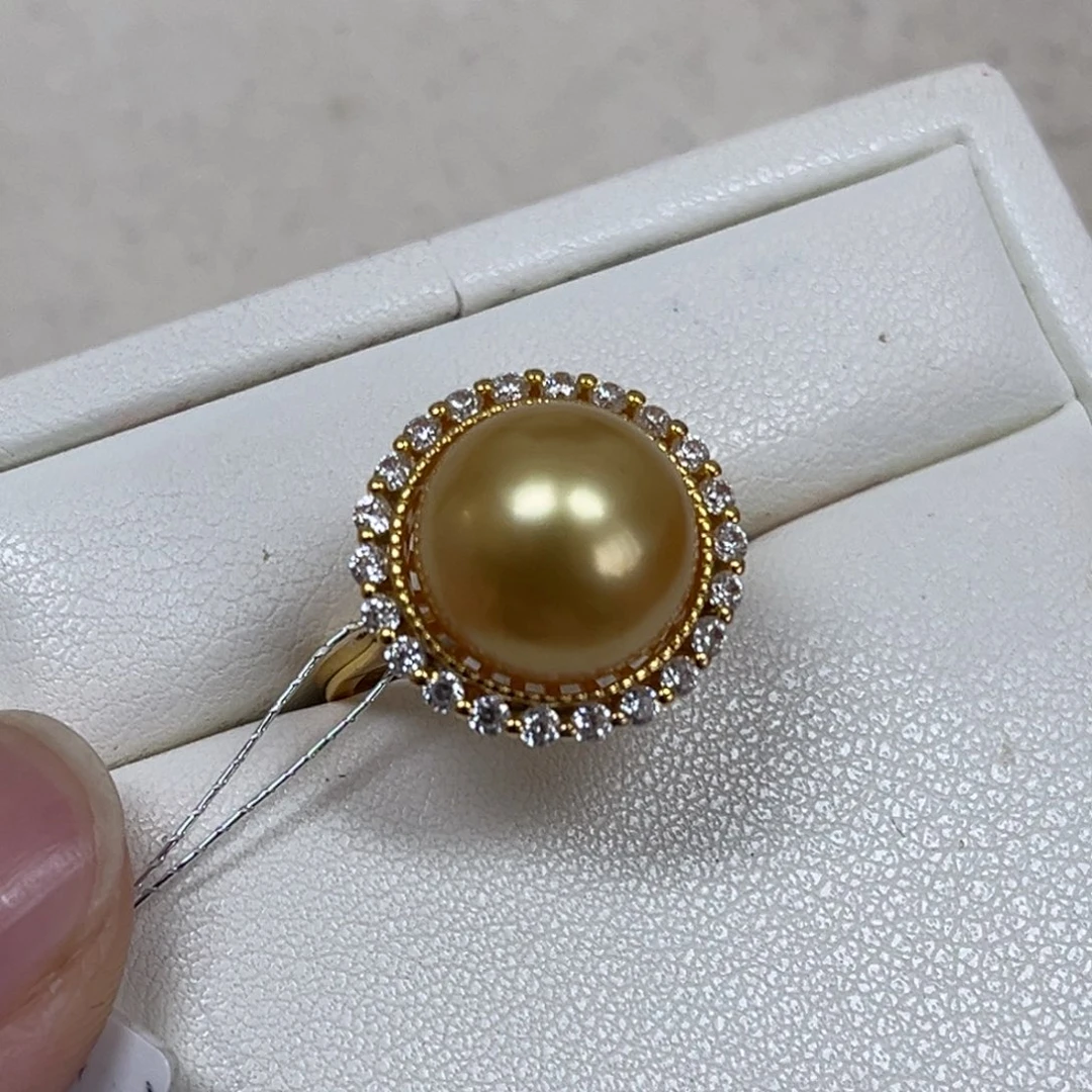 银S925镶嵌海水珍珠戒指12.3mm