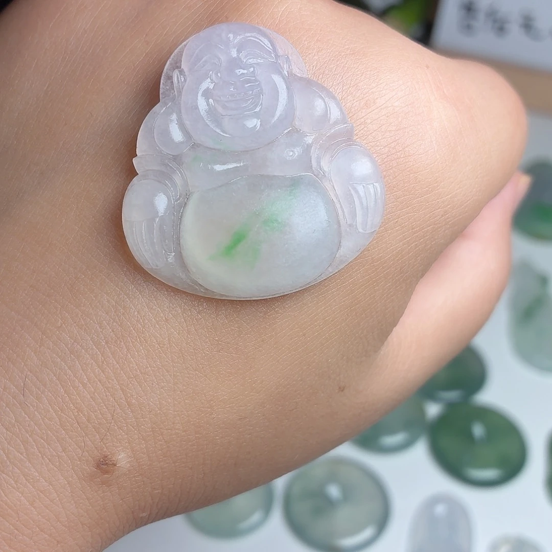 颈饰未镶嵌翡翠冰绿佛公