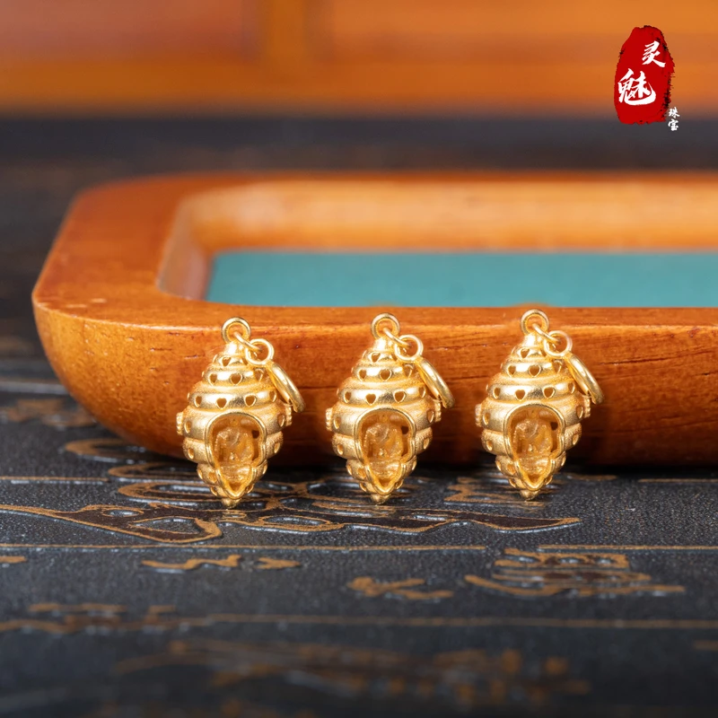 925银银制品 925银银制品 （灵魅）s925银F螺百搭小提溜配饰金色珠