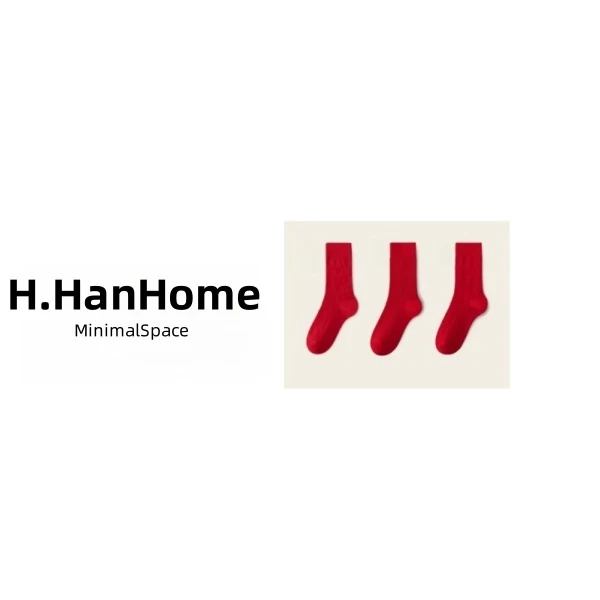 精梳棉红色袜 H2318