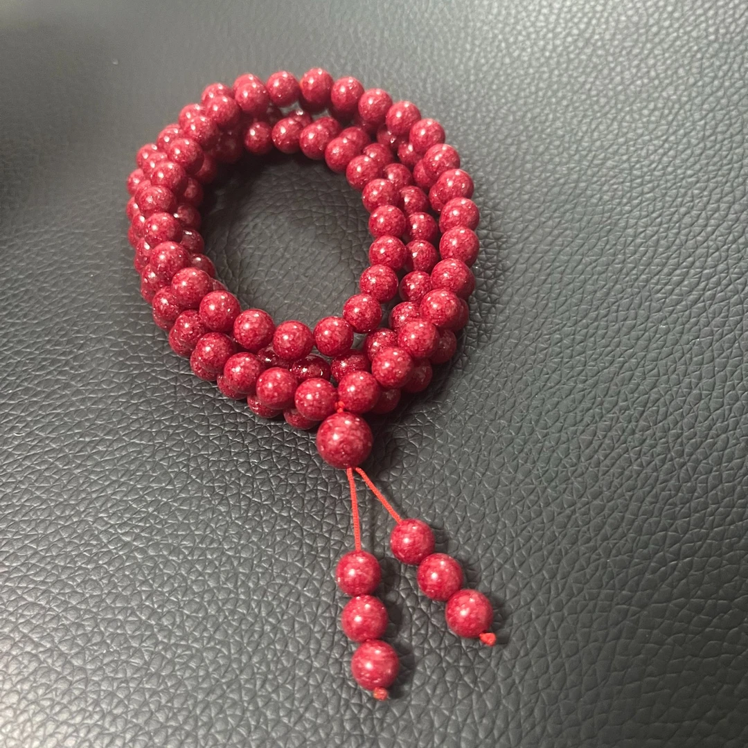 天然辰砂马仙溪6mm晶体砂108颗