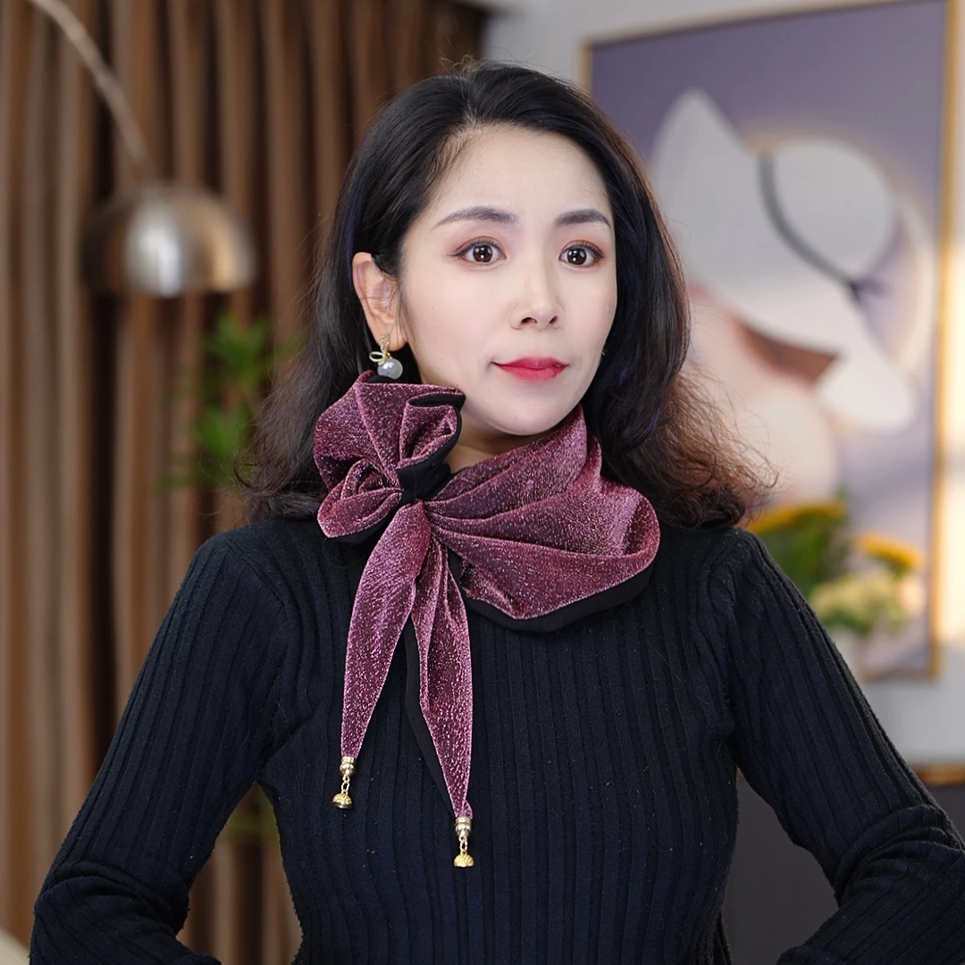 2024秋冬季新款磁扣丝巾女时尚百搭气质护颈保暖围脖（120*33cm)