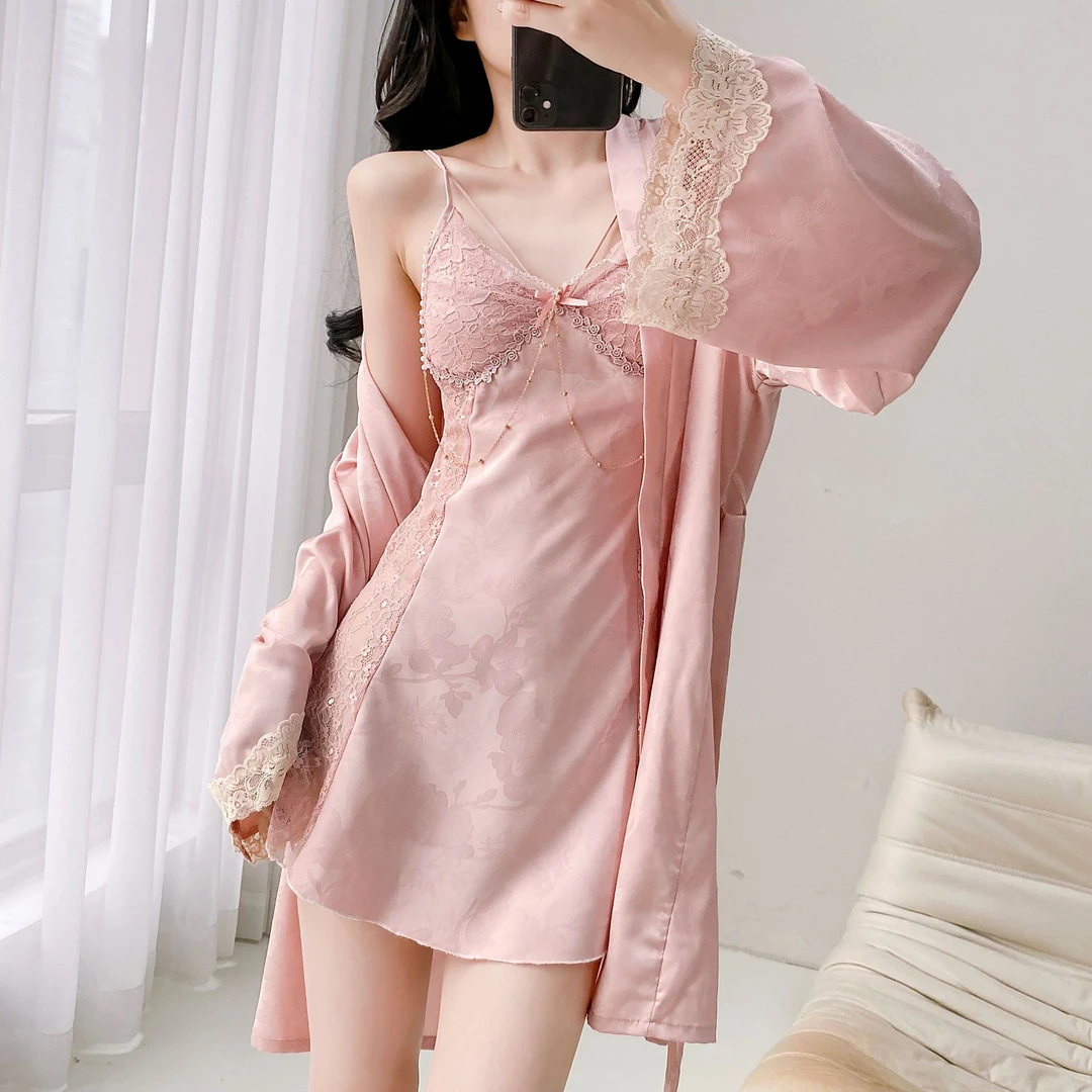 新款睡裙女款夏季睡衣爆款法式冰丝吊带睡裙睡袍睡裙性感纯欲风