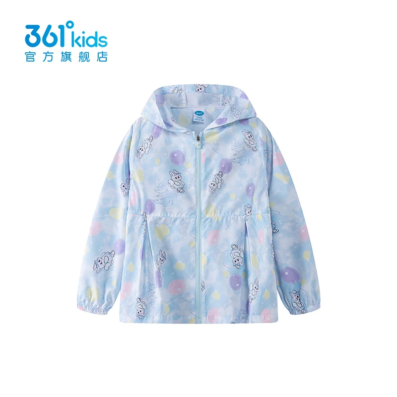 361°童装女童梭织薄外套2025年夏季中大童满印薄款时尚印花外套