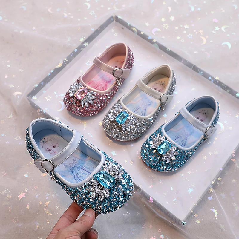 女童水晶公主单鞋2025春秋新款儿童珍珠水钻单鞋女孩舞蹈演出皮鞋