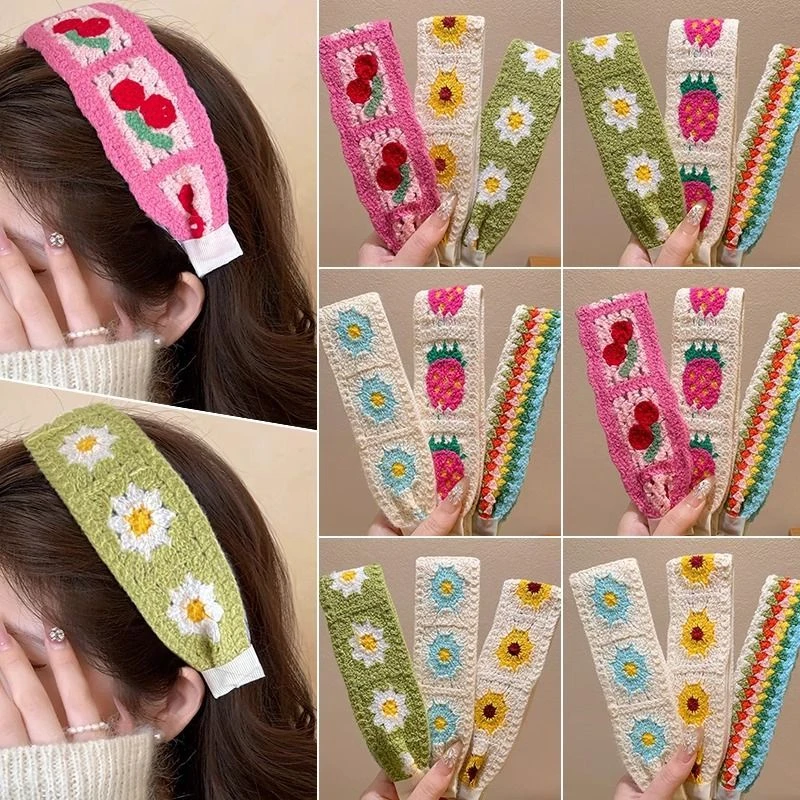 法式田园风针织碎花魔术贴发箍女前额刘海碎发整理神器发带式发帖