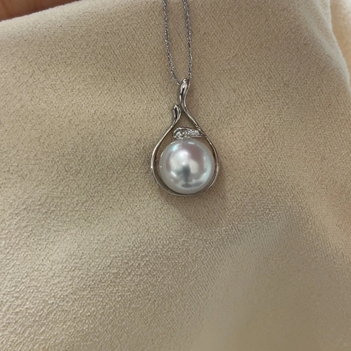 吊坠(不含链)银S925镶嵌海水珍珠9-10mm 7号