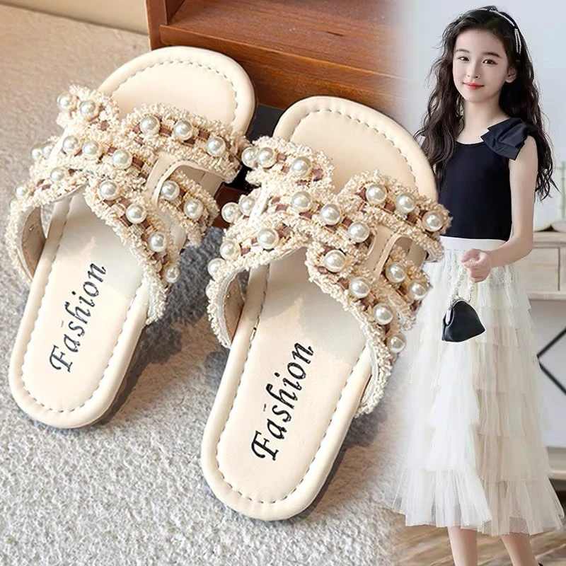 凉鞋女童2025新款夏季儿童洋气公主凉拖小女孩时尚露趾沙滩鞋外穿