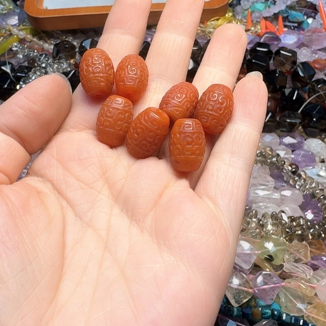 玛瑙/玉髓合金珠宝半成品一个12x17m南红桶珠