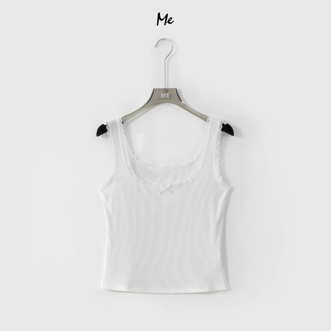 ME【蝴蝶结蕾丝美背 （无胸垫）】Q弹修身显瘦舒适百搭背心MESS4685