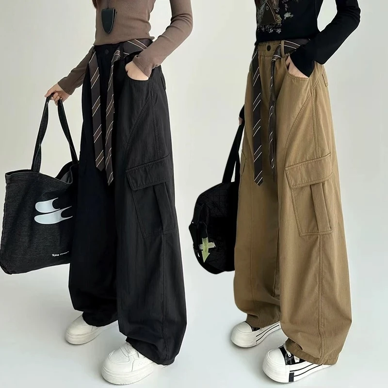 秋季新款女童复古工装裤中大童运动风宽松洋气长裤zb6109田范KIDS