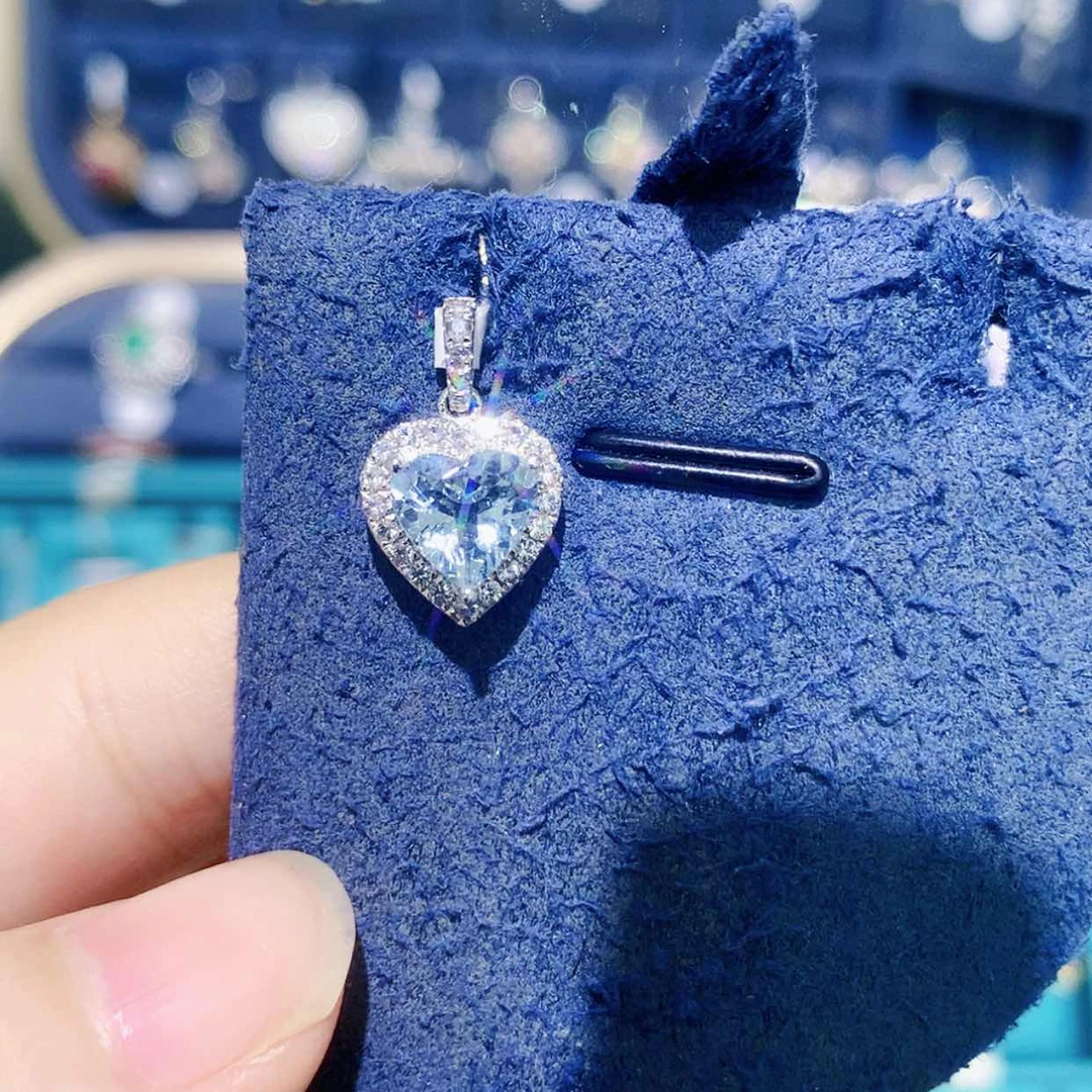 【闪购商品】铂Pt850镶嵌吊坠(不含链)海蓝宝石