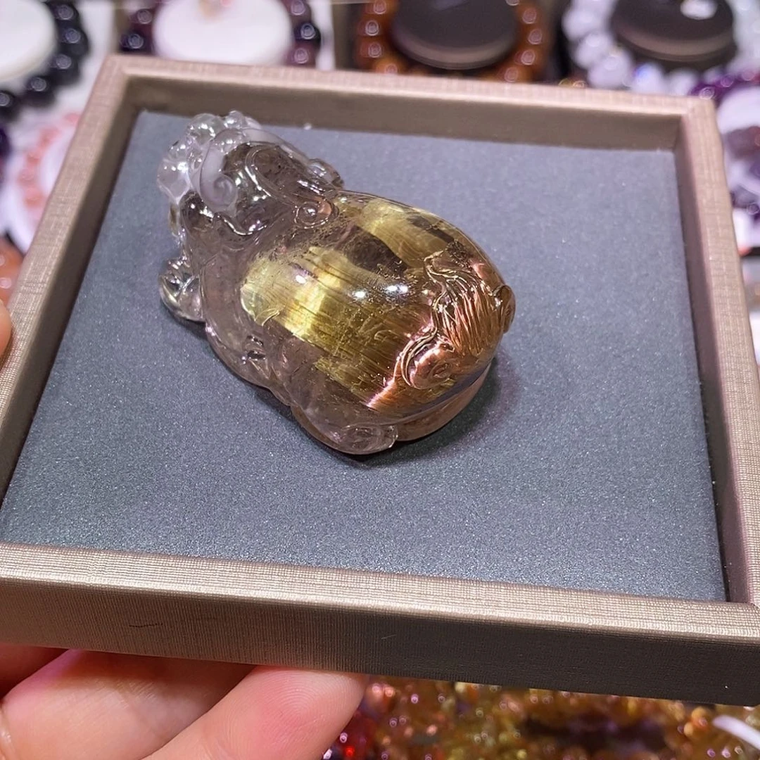 未镶嵌大型摆件（非配饰）水晶金钛晶貔貅