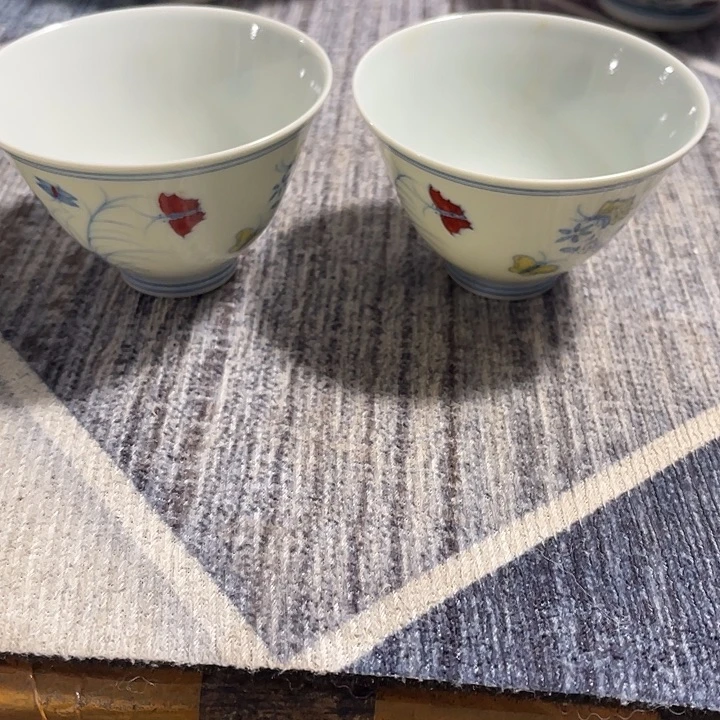 陶瓷其他青花斗彩三秋杯