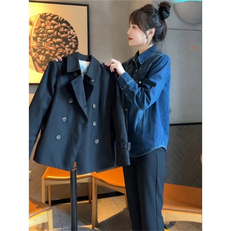 卡其色双排扣风衣外套女2025春秋新款今年流行小个子休闲短款上衣