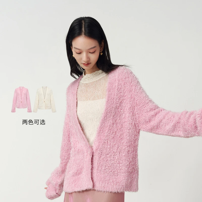 EP雅莹女装 蚕丝拉毛松软针织开衫 2025新款9103A