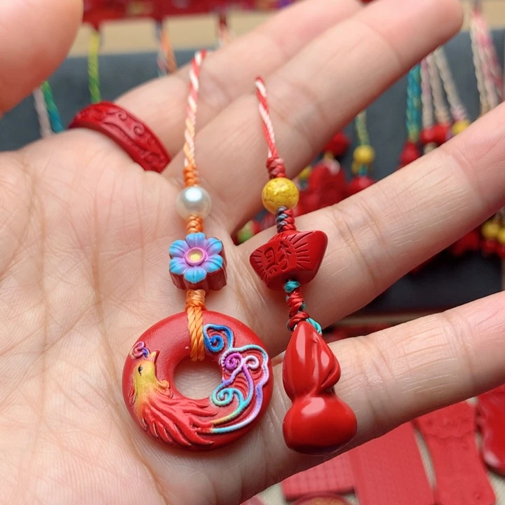 天然辰砂工艺品朱砂手机坠