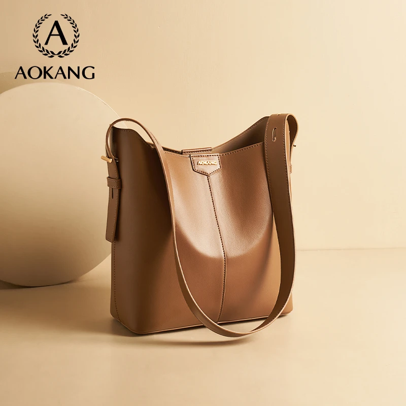 奥康包包新款水桶包时尚百搭单肩通勤包复古气质休闲女士包包3552