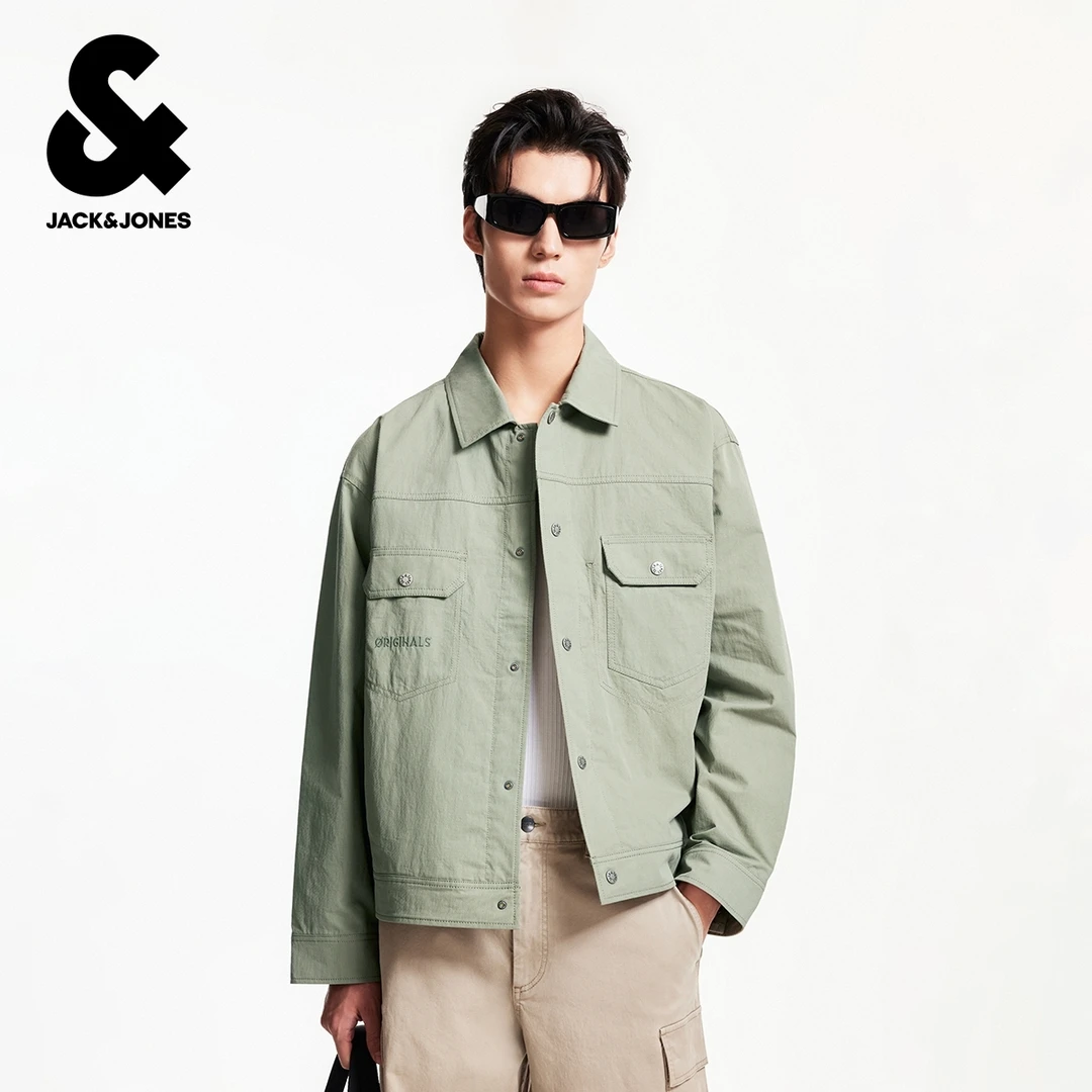 【商场同款】杰克琼斯男士外套秋秋男装潮流字母刺绣宽松翻领夹克