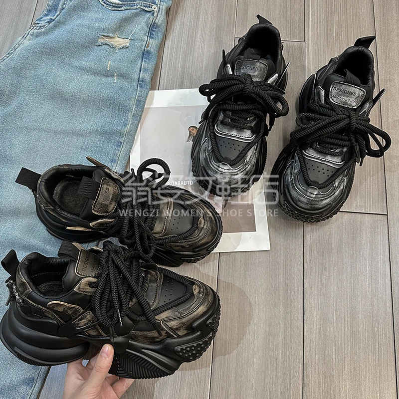 866-15珊Boss【鸿运当头】春秋ins潮增高小个子女生休闲老爹鞋