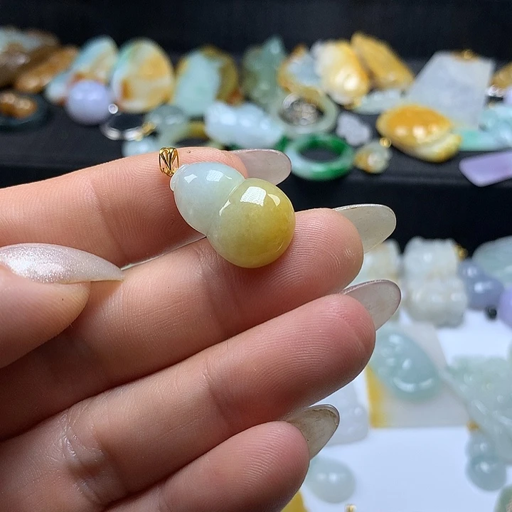 翡翠18K金镶嵌吊坠(不含链)出***仙