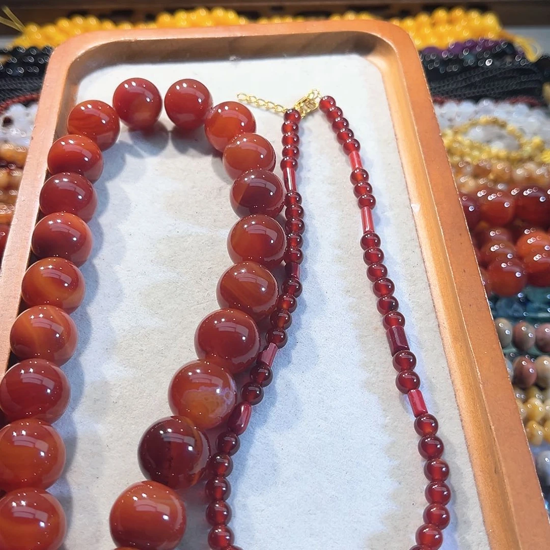玛瑙/玉髓合金珠宝半成品A货玛瑙半条11颗18mm