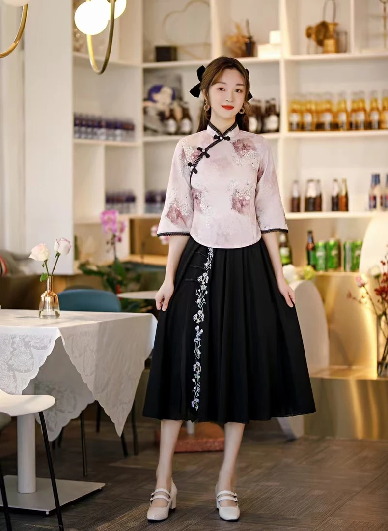 民族风小汉服套装复古少女夏季