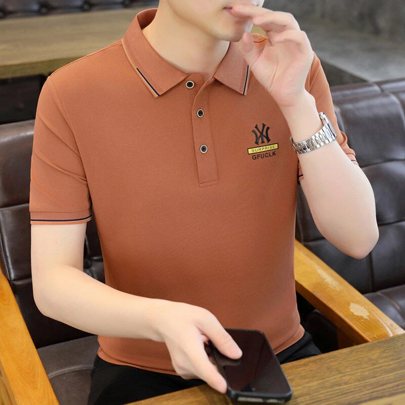 夏季男士短袖运动休闲时尚百搭修身高品质男纯色翻领t恤POLO衫青