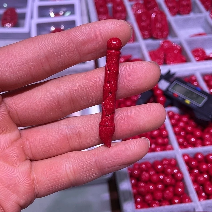 天然辰砂红金砂文昌笔吊坠