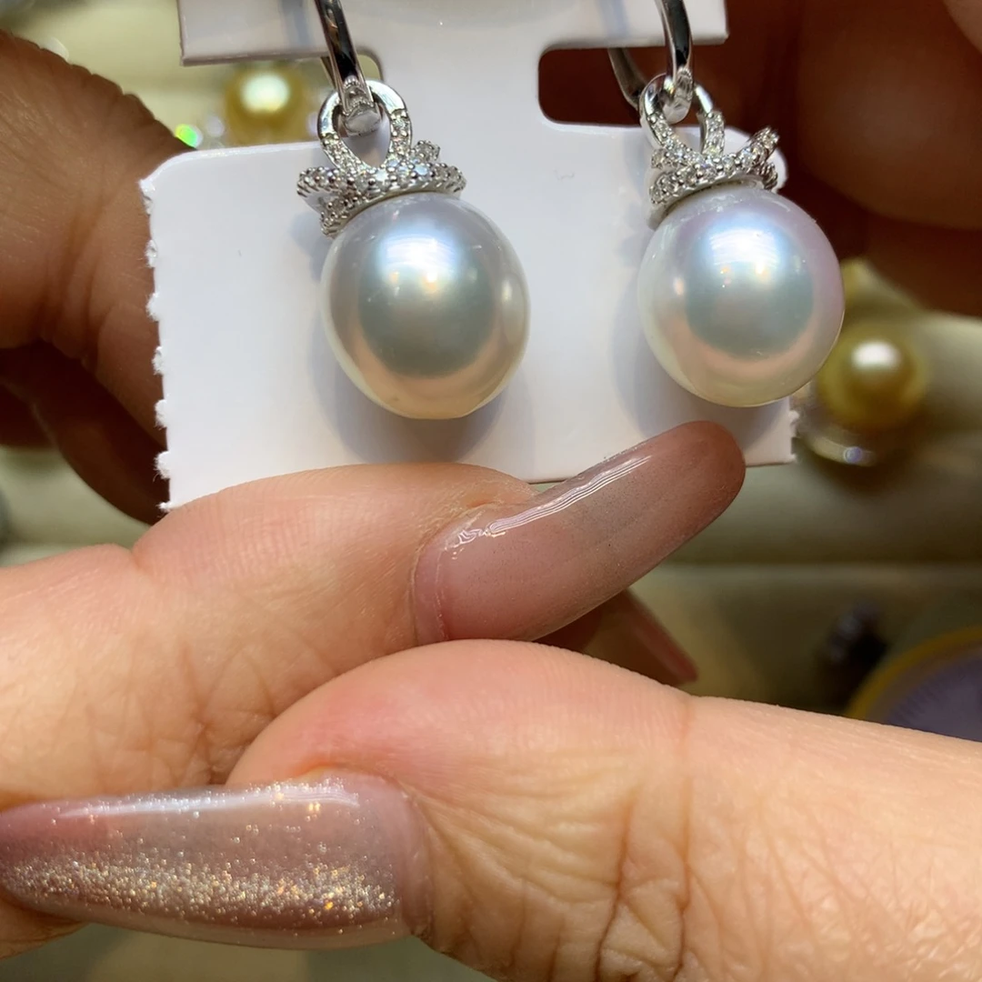 银S925镶嵌耳饰海水珍珠