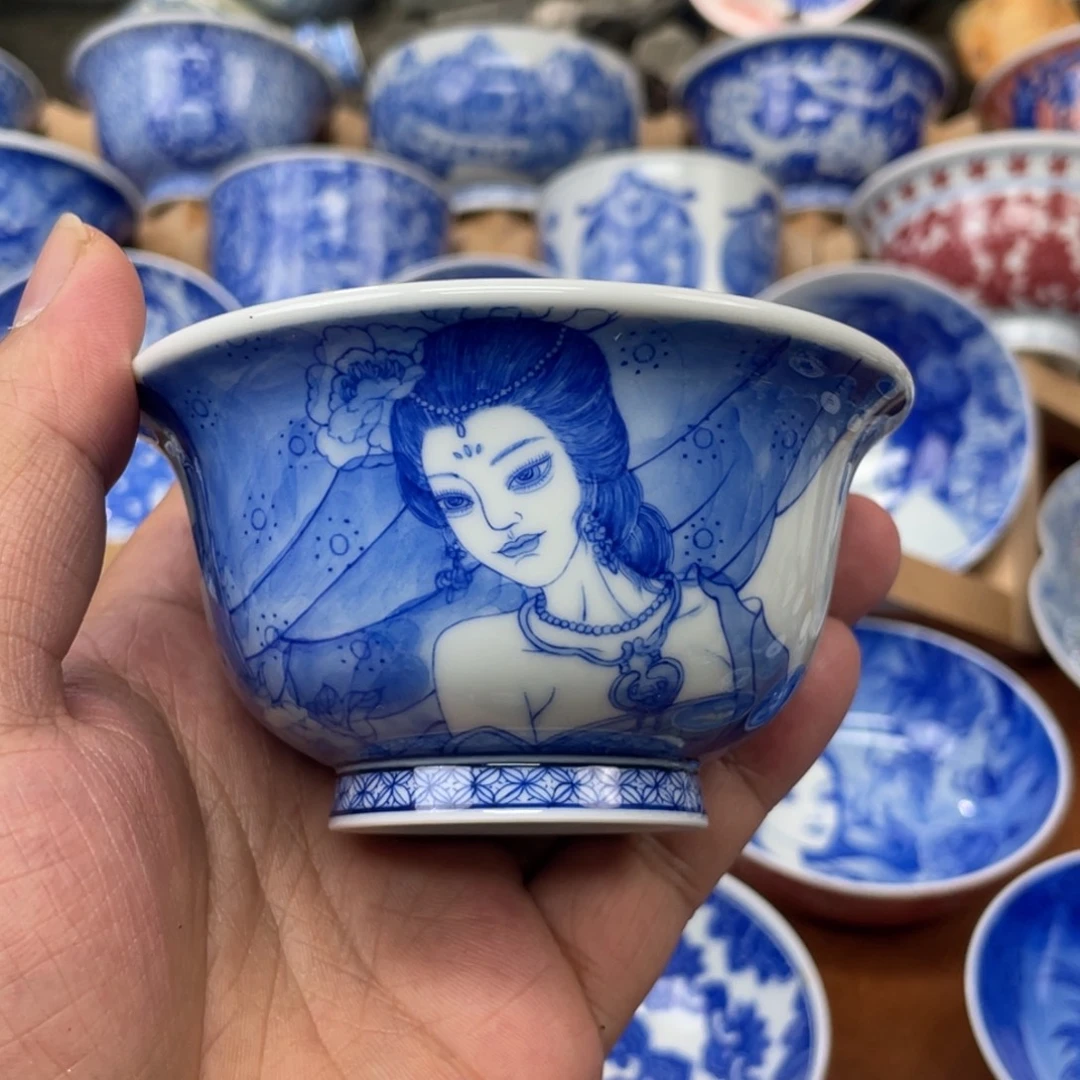 陶月楼 柴窑 美女压手杯
