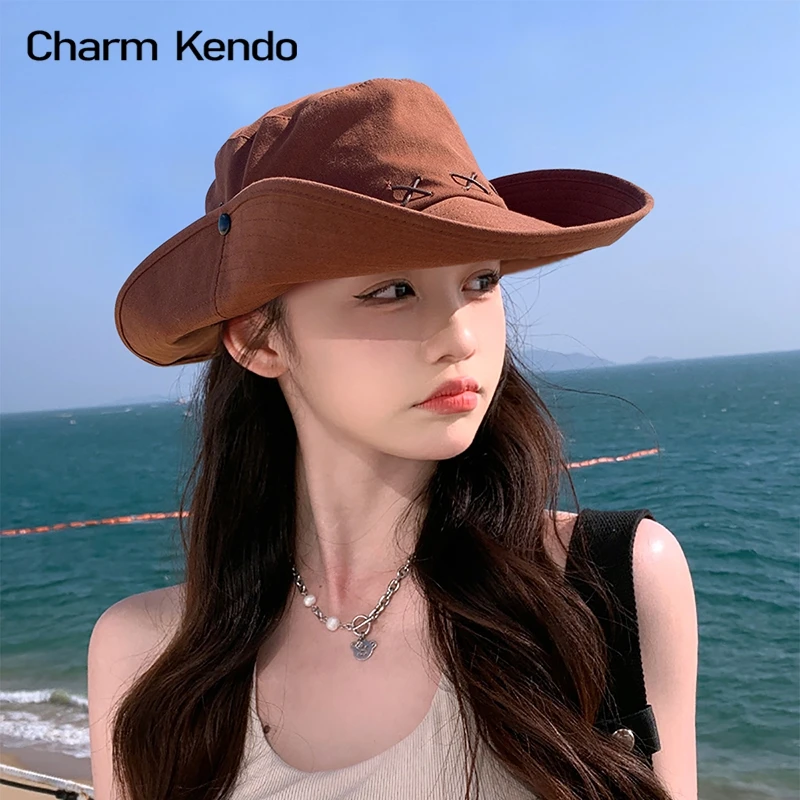 Charm Kendo帽子女2025新款太阳帽爆款户外登山大帽檐时尚防晒帽