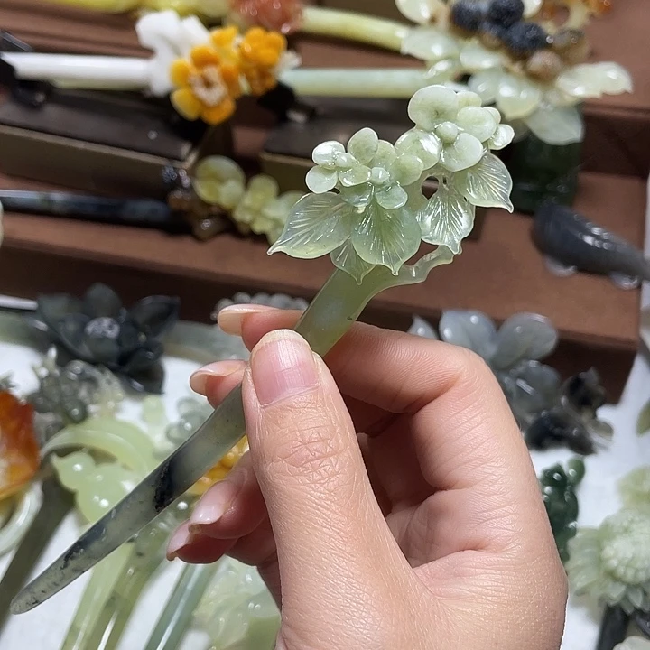 蛇纹石玉合金发饰