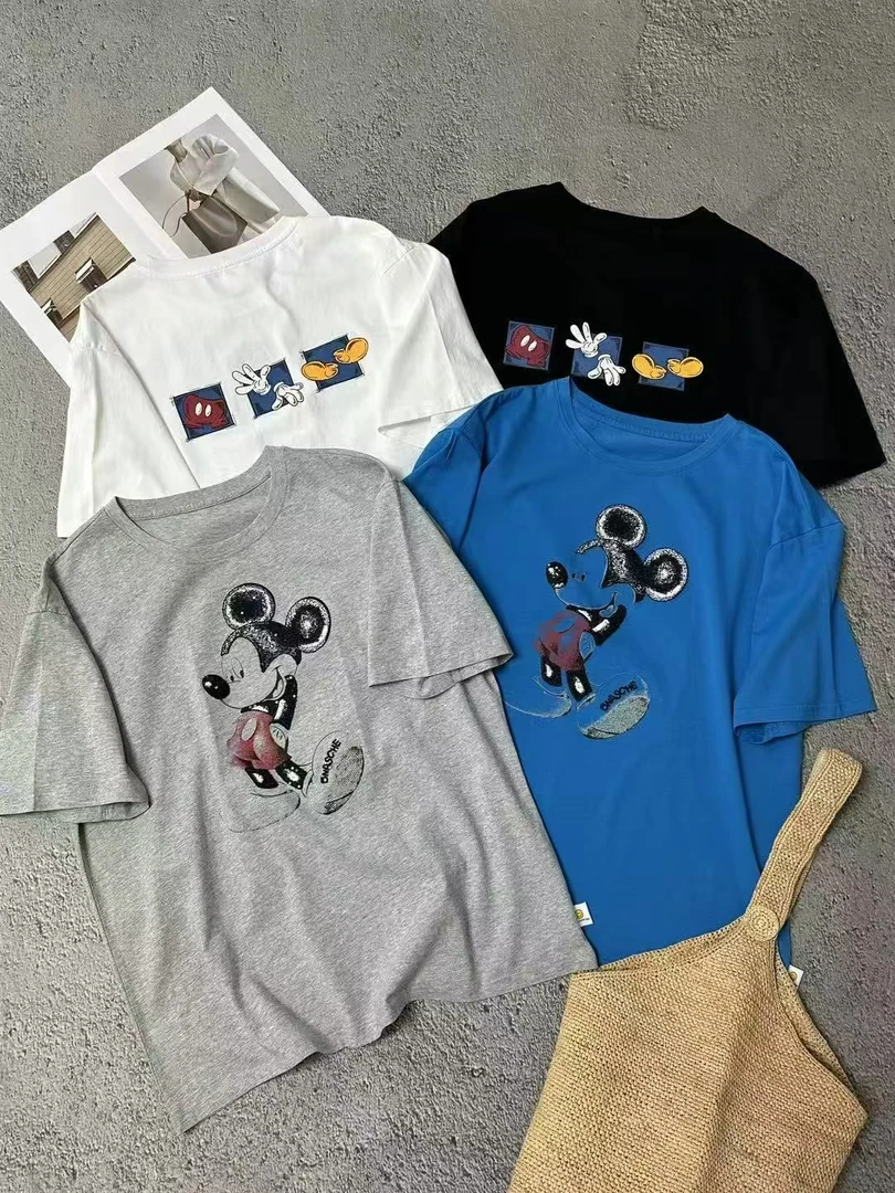 印染吸汗字母短袖米奇T恤卡通潮流直播间扣号专用链接