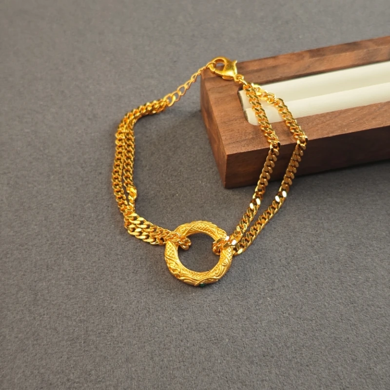 合金手链 双层链圈圈个性手链轻奢百搭首饰21315