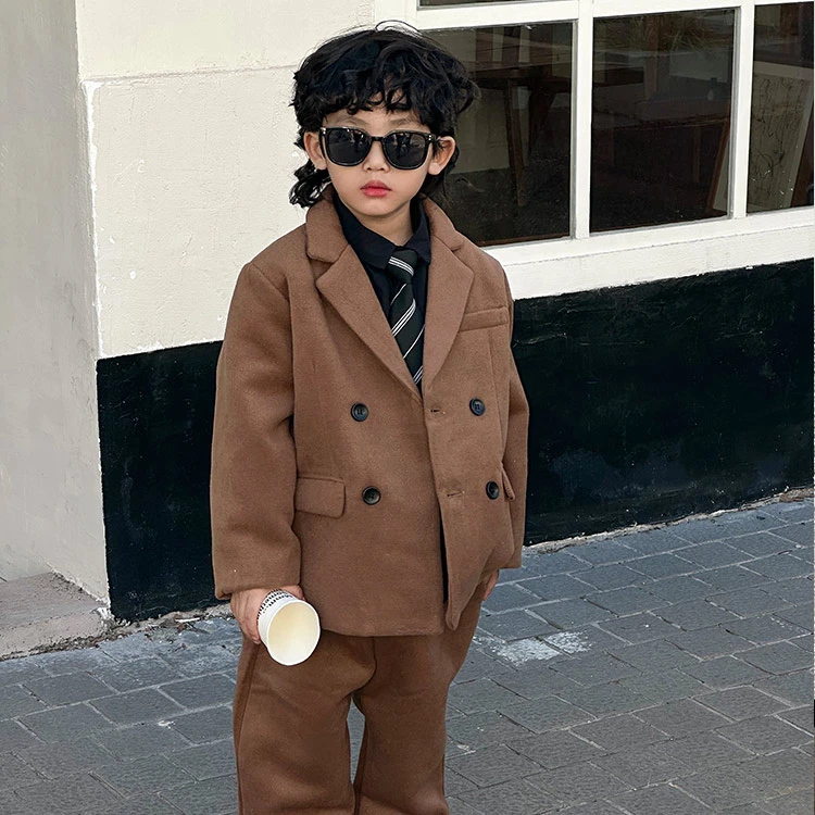 【23032】儿童韩版帅气休闲呢子大衣双色可选