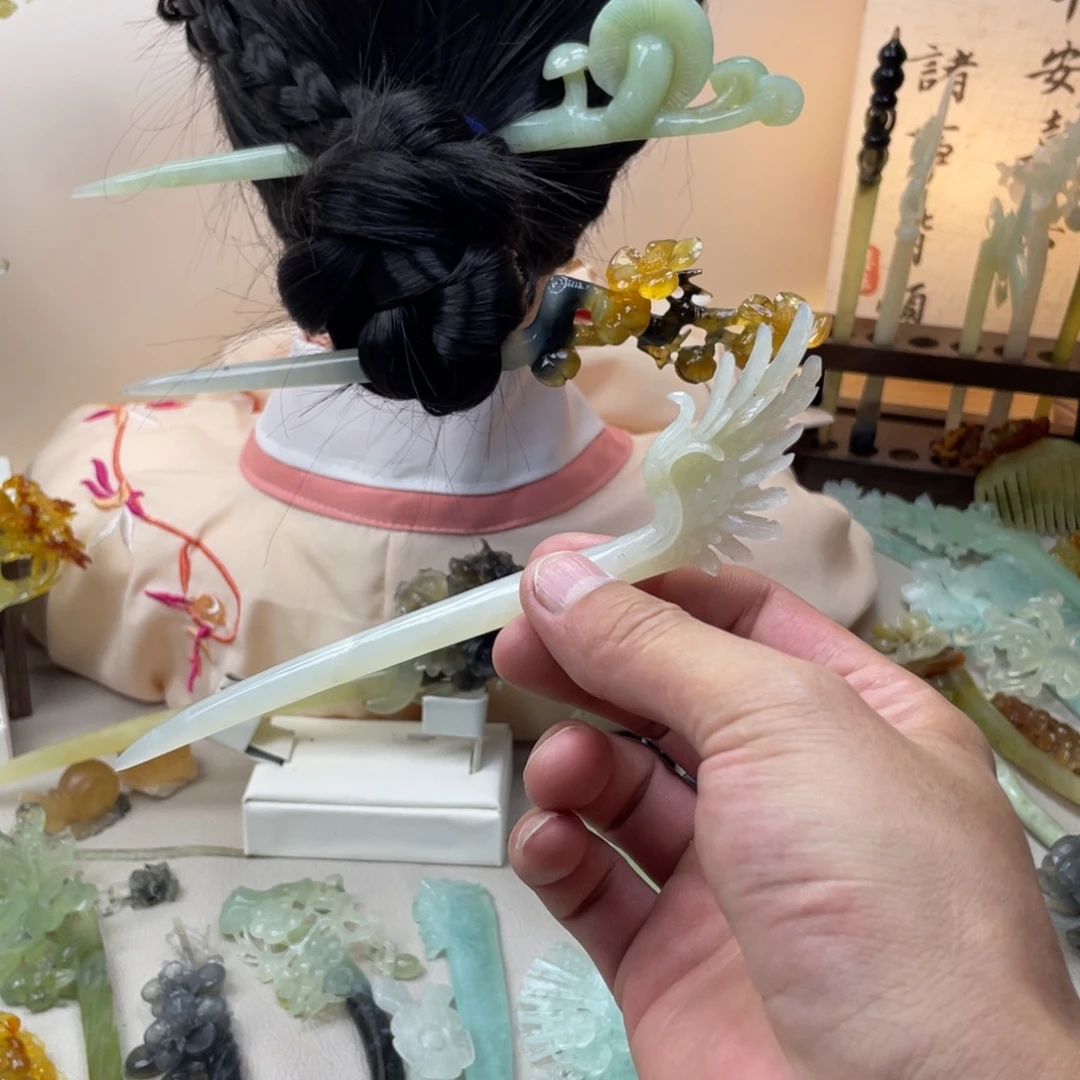 蛇纹石玉合金发饰发簪