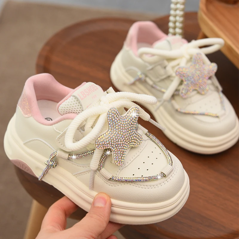 儿童板鞋小白鞋2025秋季新款童鞋女童单鞋小女孩软底休闲鞋老爹鞋